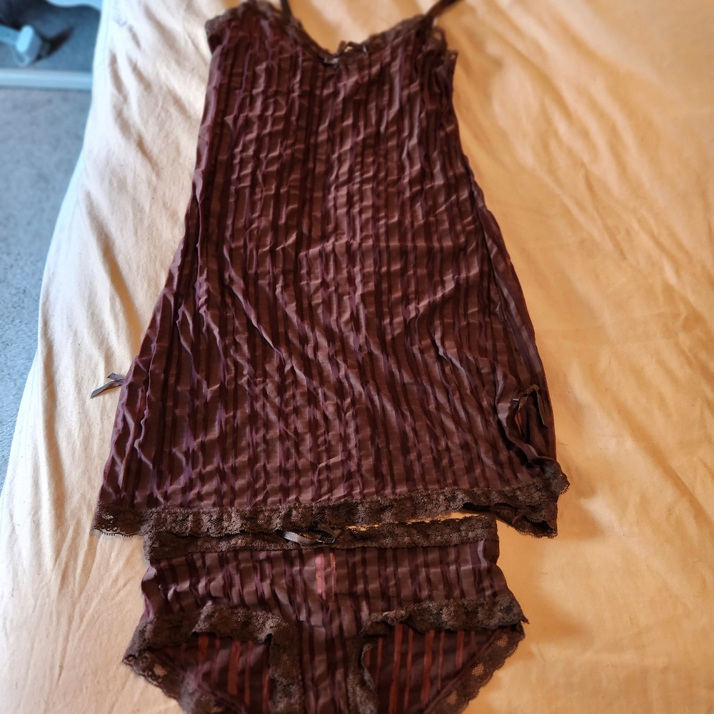2 piece night set, purple brown, size small